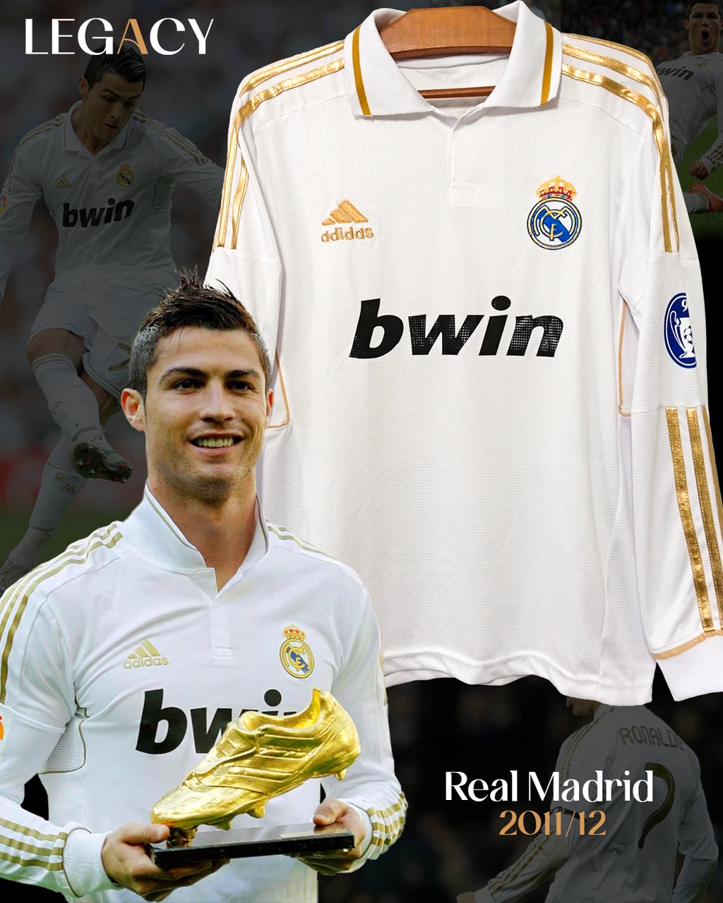 Real Madrid 2011-12 Home Long Sleeve - Ronaldo