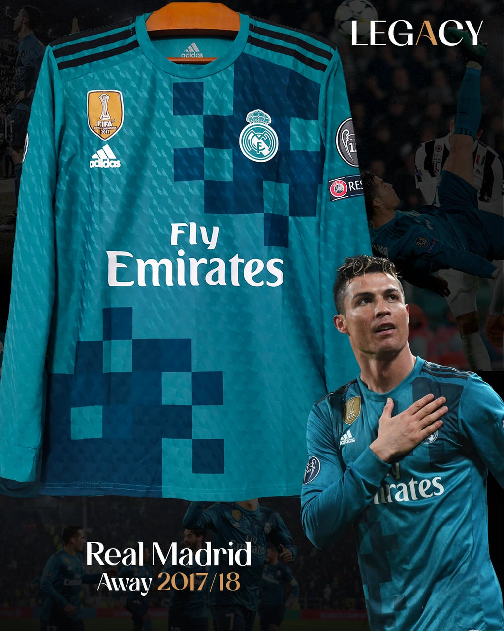 Real Madrid 2017-18 Away Long Sleeve - Ronaldo