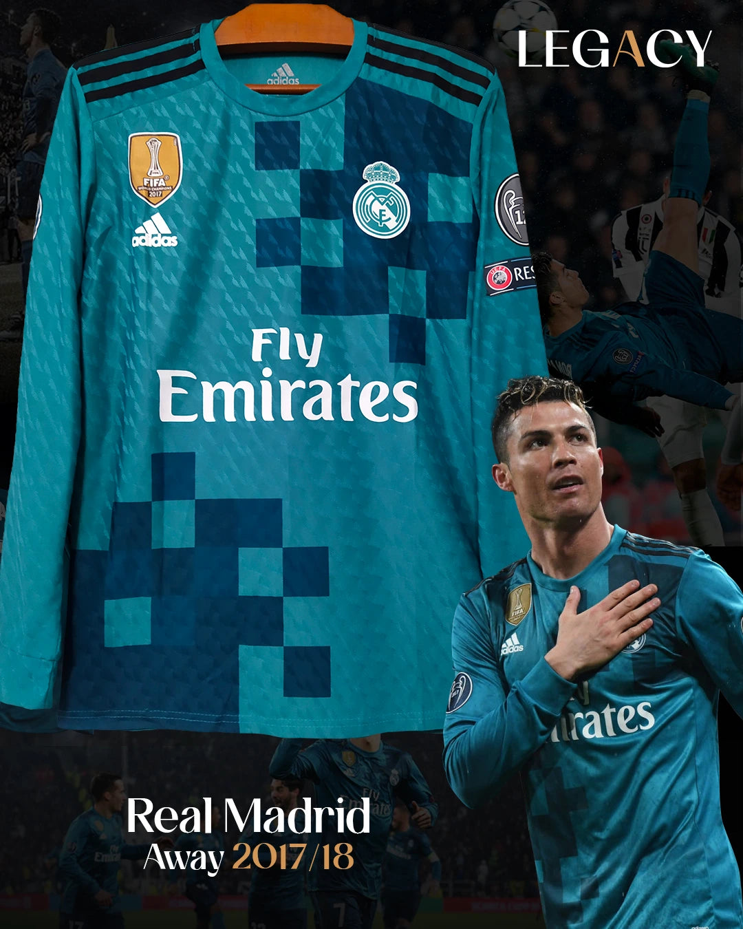 Real Madrid 2017-18 Away Long Sleeve - Ronaldo